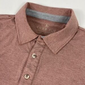 Free Fly Polo Shirt Mens Large Pink Short Sleeve Bamboo Blend Tagless Comfort